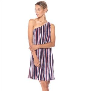 XL One shoulder striped trapeze dress